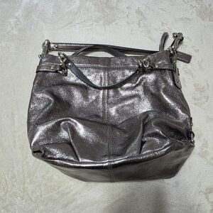 COACH Brooke Handbag Leather Pewter Metallic Hobo Purse F17165 Silver Hardware